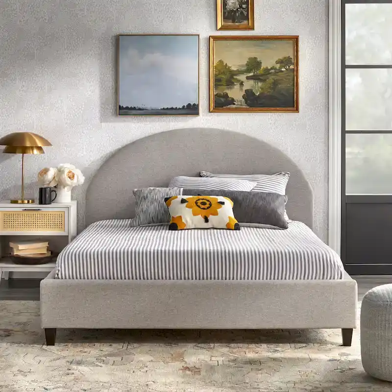 Newport Furnishings Ava Mid-Century Upholstered Queen Platform Bed