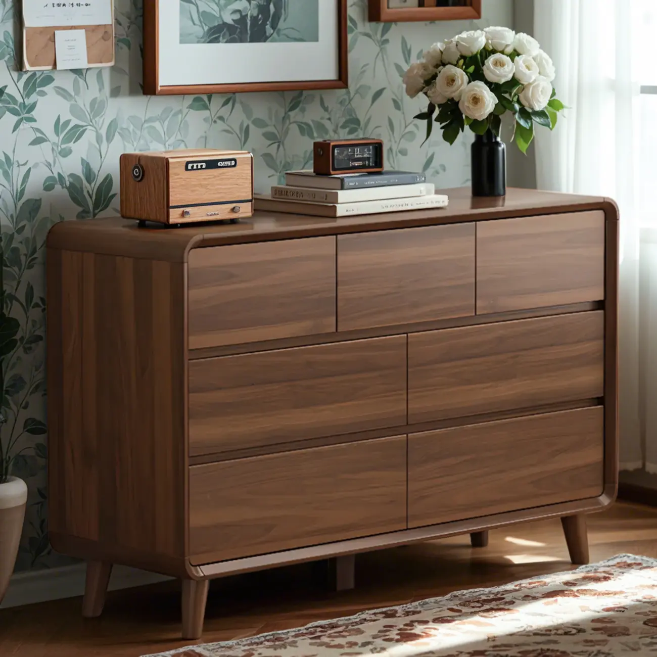 3 Tiers Rustic Square Brown Wood Dresser