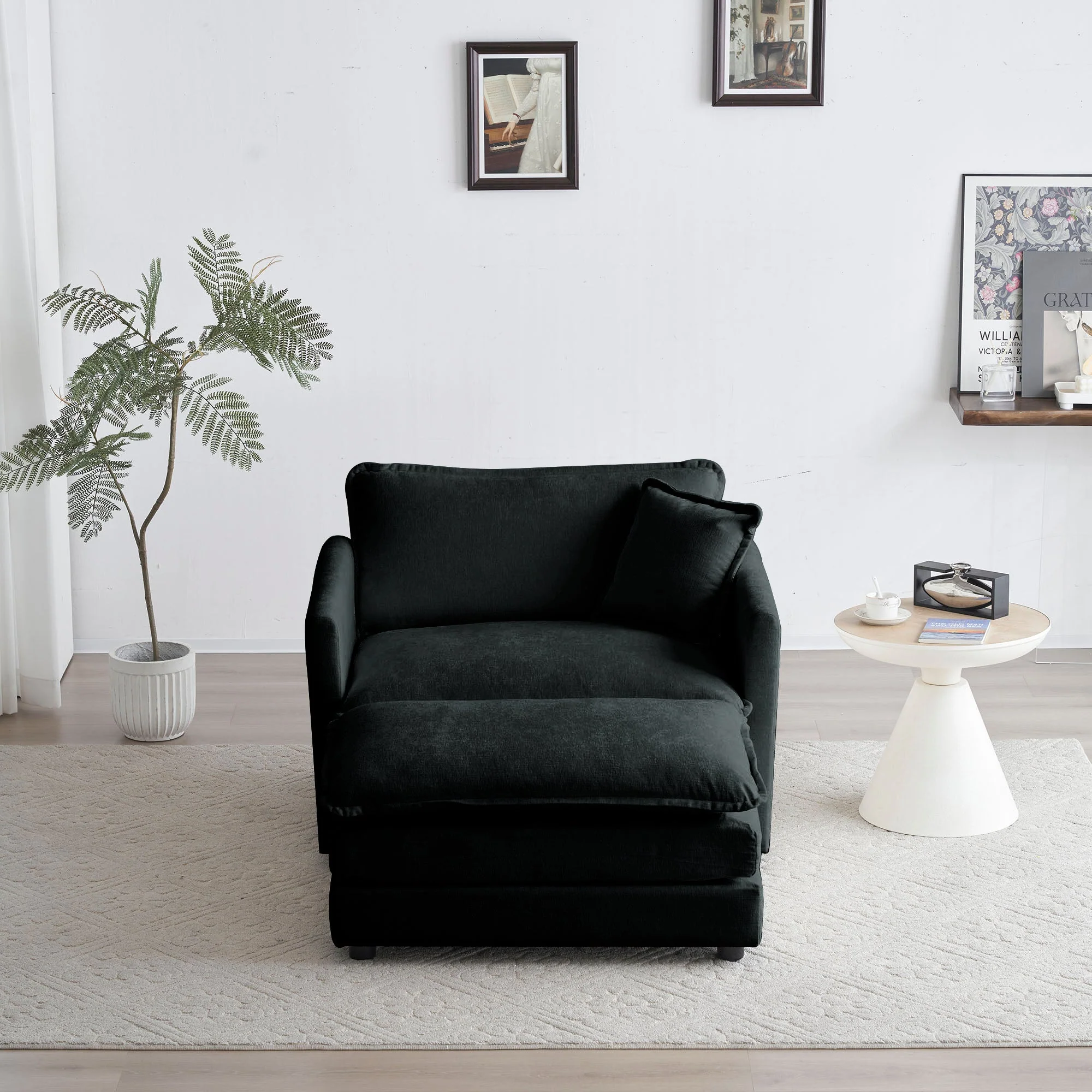 Walker Edison | Modern Cloud Accent Chair with Ottoman