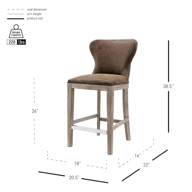 Brown and Grey Nubuck Counter Stool