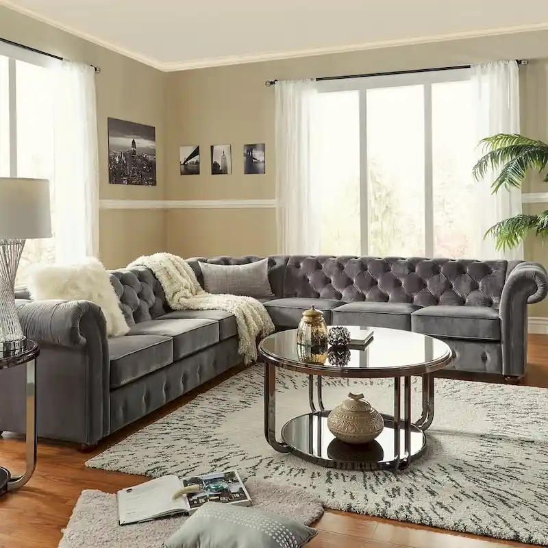 Knightsbridge Chesterfield L-shaped Sectional by iNSPIRE Q Artisan