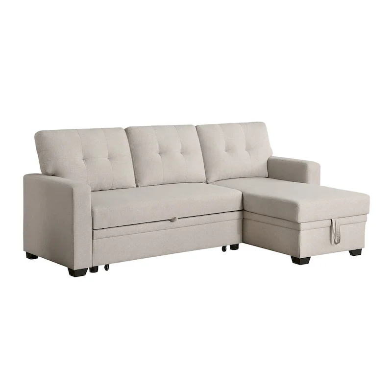 Upholstered Pull out Sectional Sofa with Chaise