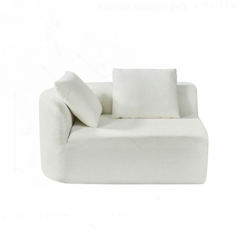 Modern Curved Sectional Sofa with Pearl Upholstery, High-Density Foam, 5-Seater for Living Room