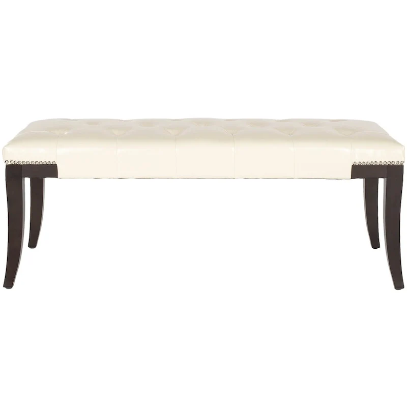 Cream Tufted Nailhead Bench - 48Wx20Dx19H