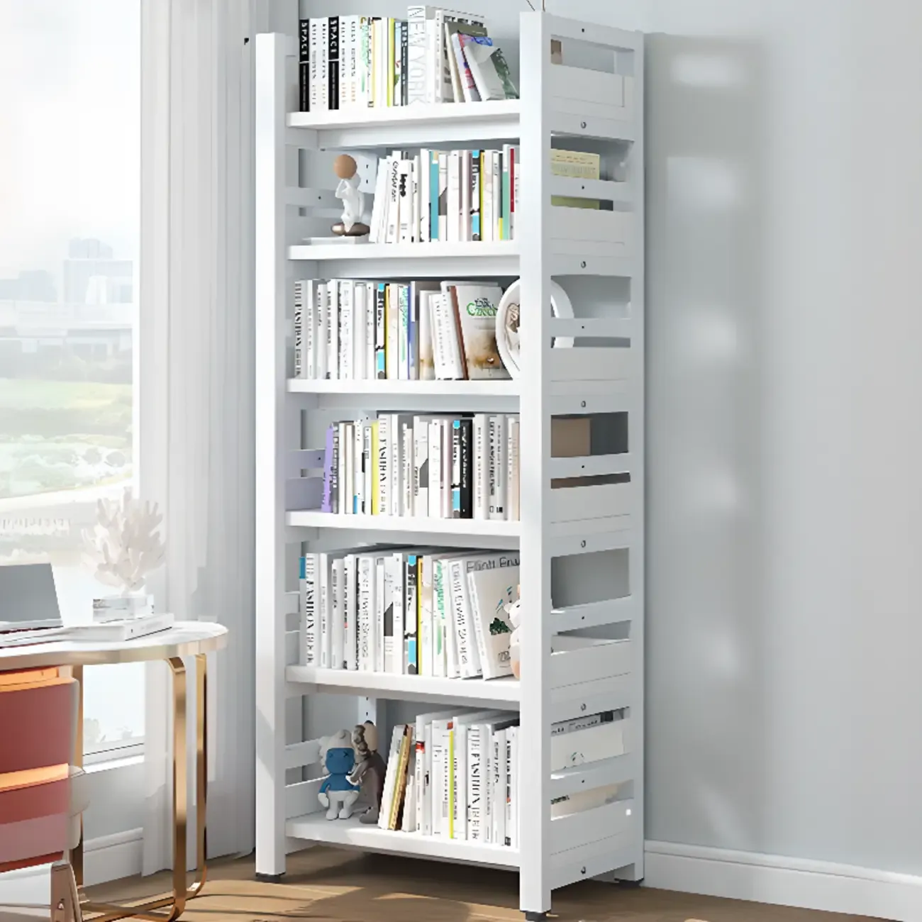Modish Multi-Layer Open Back Wooden Tall Bookshelves