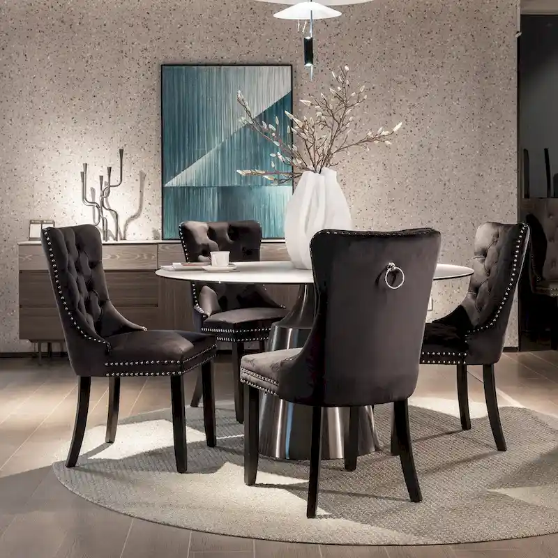 Velvet Upholstered Dining Chair 2-Pcs Set