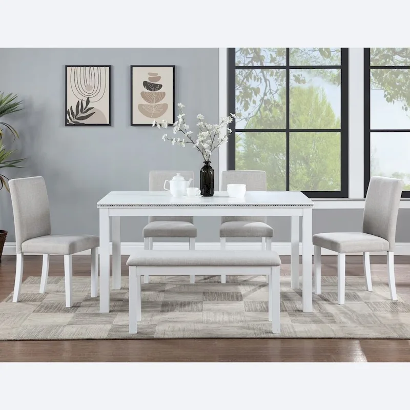 6-Piece Solid Wood Dining Table Set