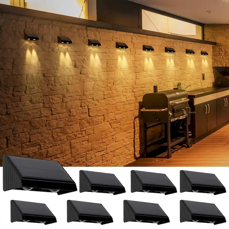 Solar Lights for Outside, Warm White Fence Lights Solar Powered