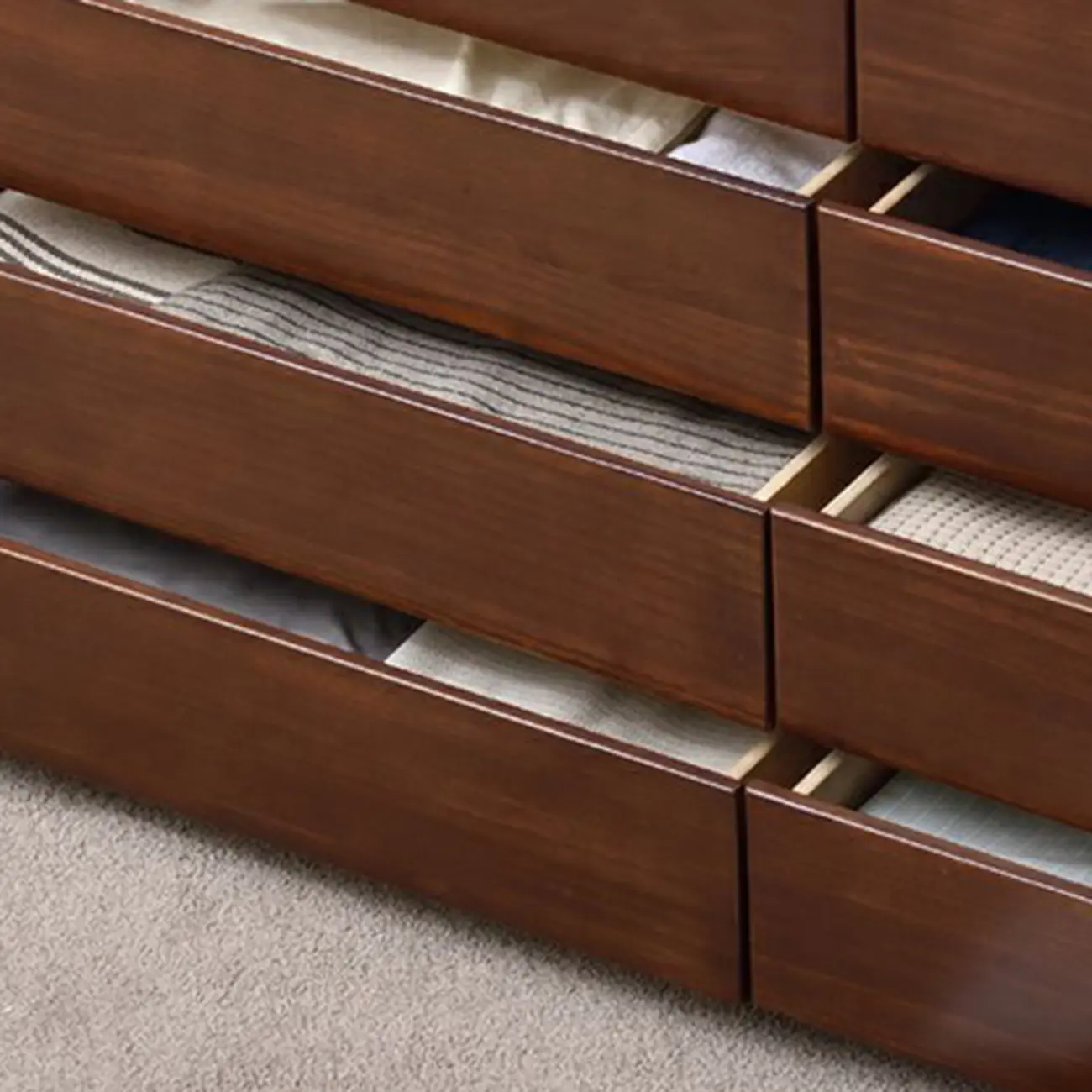 Modern Natural Wooden Double Dresser with 5-Drawers