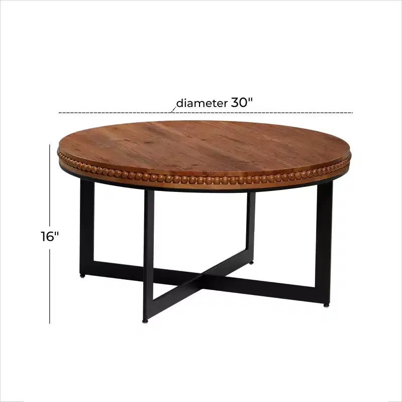 Industrial Wood and Metal Coffee Table Brown - Olivia & May: No Assembly, Sturdy Iron Legs