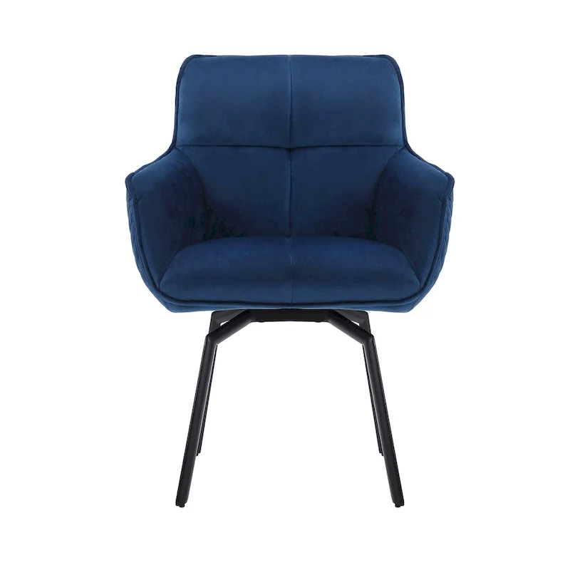 Swivel Velvet Accent Chair with Metal Legs