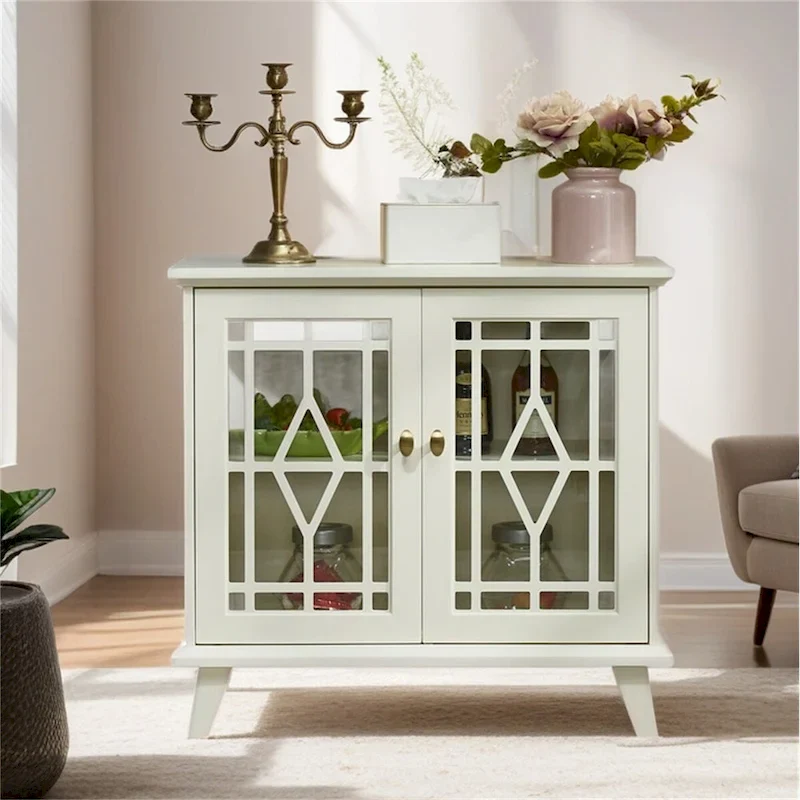 Storage Cabinet with Shelf,White Sideboard Cabinet for Living Room