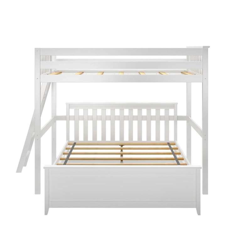 Plank and Beam L-Shaped Full over Queen Bunk Bed with Ladder on End