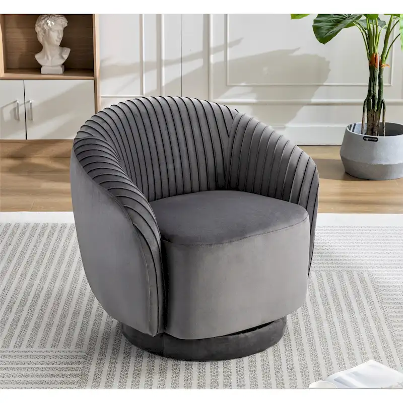 Small Milvo Velvet Swivel Barrel Chair