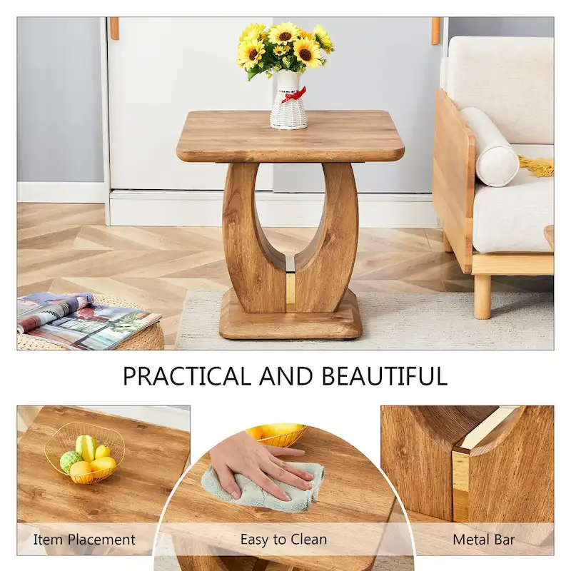23.6 Square Coffee Table with Gold-Tone Leg Strips