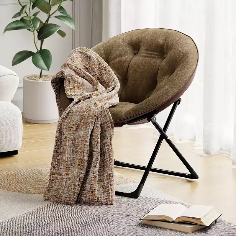 Faux Fur Saucer Chair, Folding Style, 1-Person