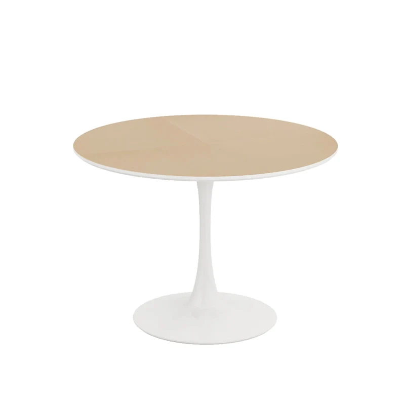 Round Dining Table with Metal Base – White Marble / Black Marble / Oak+Black / Black / White / Natural+White, Seats 2-4
