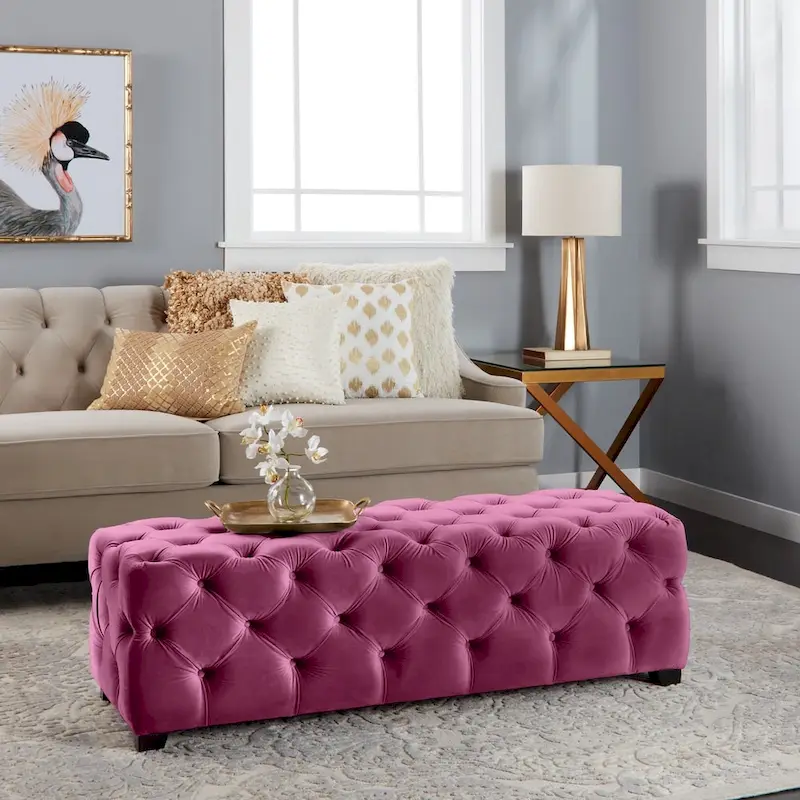 Piper Glam Tufted Velvet Ottoman Bench by Christopher Knight Home