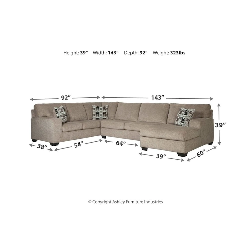 Ballinasloe 3-Piece Sectional- Platinum