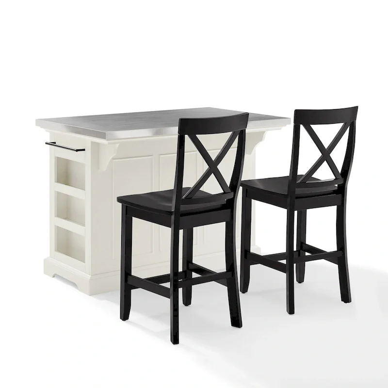 Julia Island with X-Back Stools - 60d x 50w x 41h