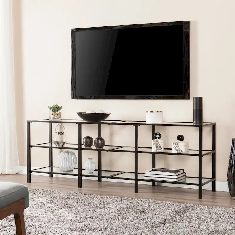 SEI Furniture Liberty Metal and Glass Media TV Stand for TV's up to 68