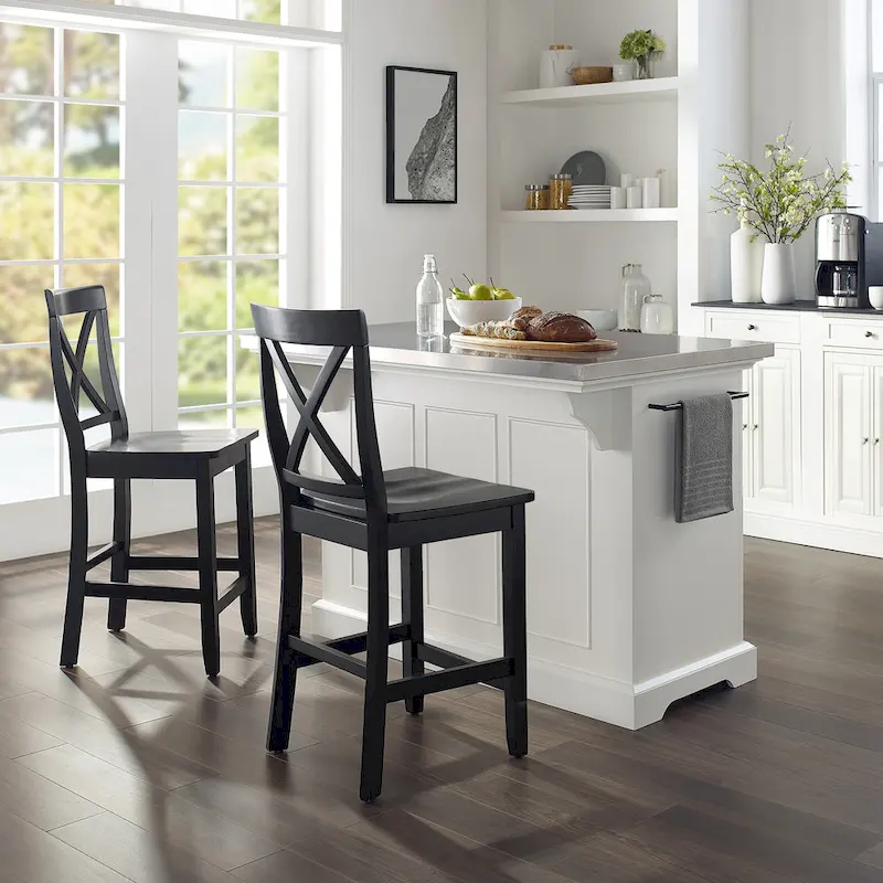 Julia Island with X-Back Stools - 60d x 50w x 41h