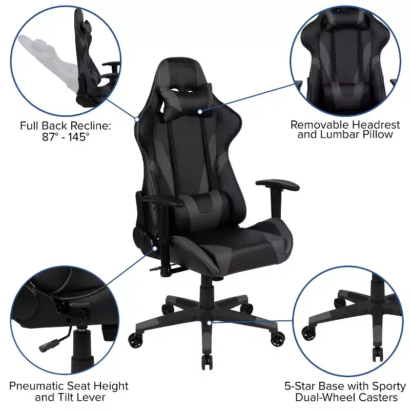 Flash Furniture Gaming Desk and Reclining Gaming Chair Set with Cup Holder and Headphone Hook