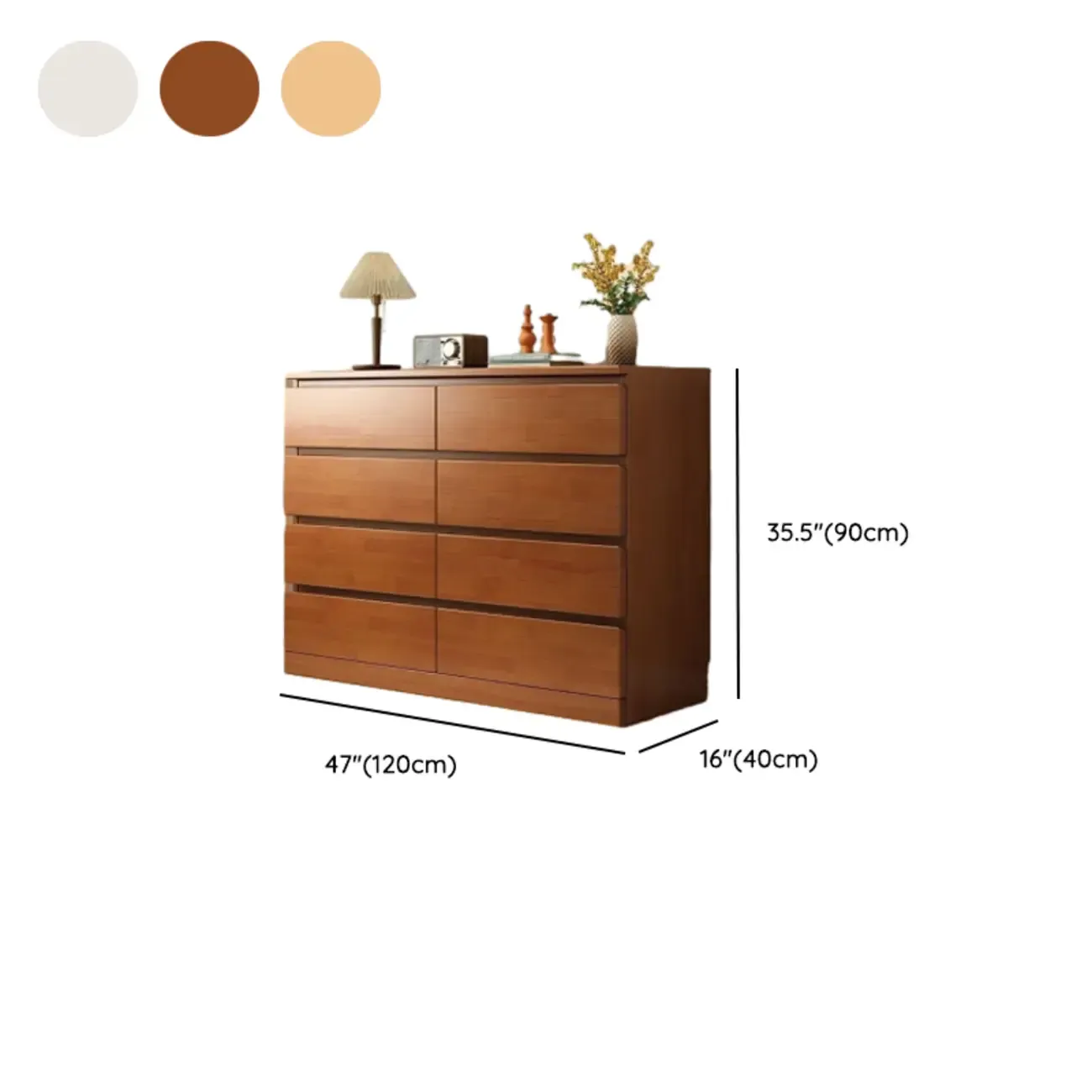 Modern Natural Wood Gloss Surface Dresser with 8-Drawers