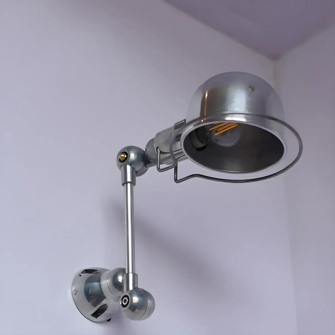 Industrial Metal Silver Glossy Mini Swing Arm Wall Light
