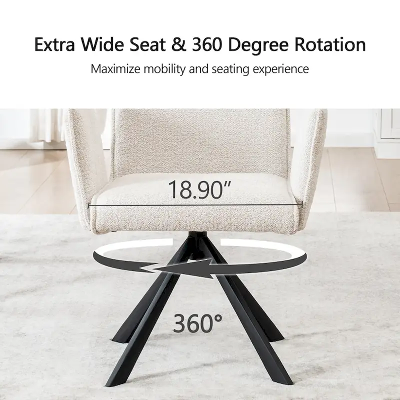 Modern Upholstered Dining Chairs with Swivel Metal Legs