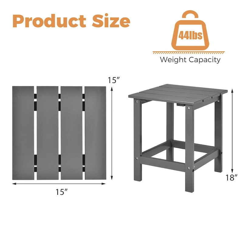 Costway Patio 15 End Side Coffee Table Square Wooden Slat Garden Deck - See details