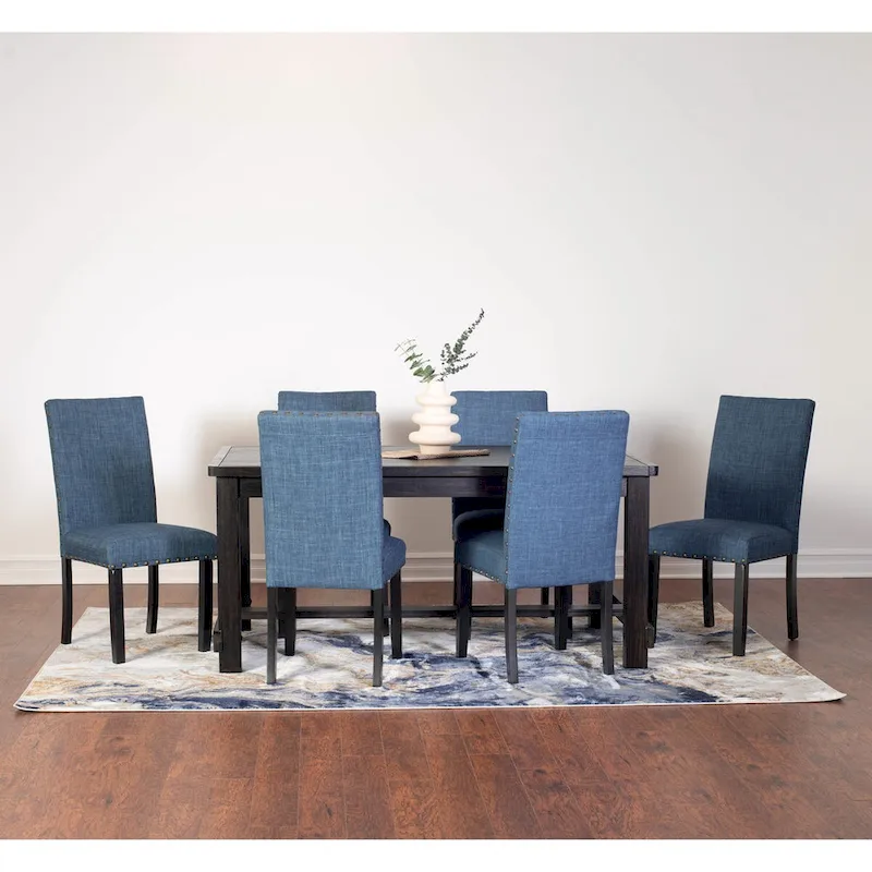 Roundhill Furniture Muzzi Contemporary 7-Piece Dining Set, Dining Table with 6 Stylish Chairs