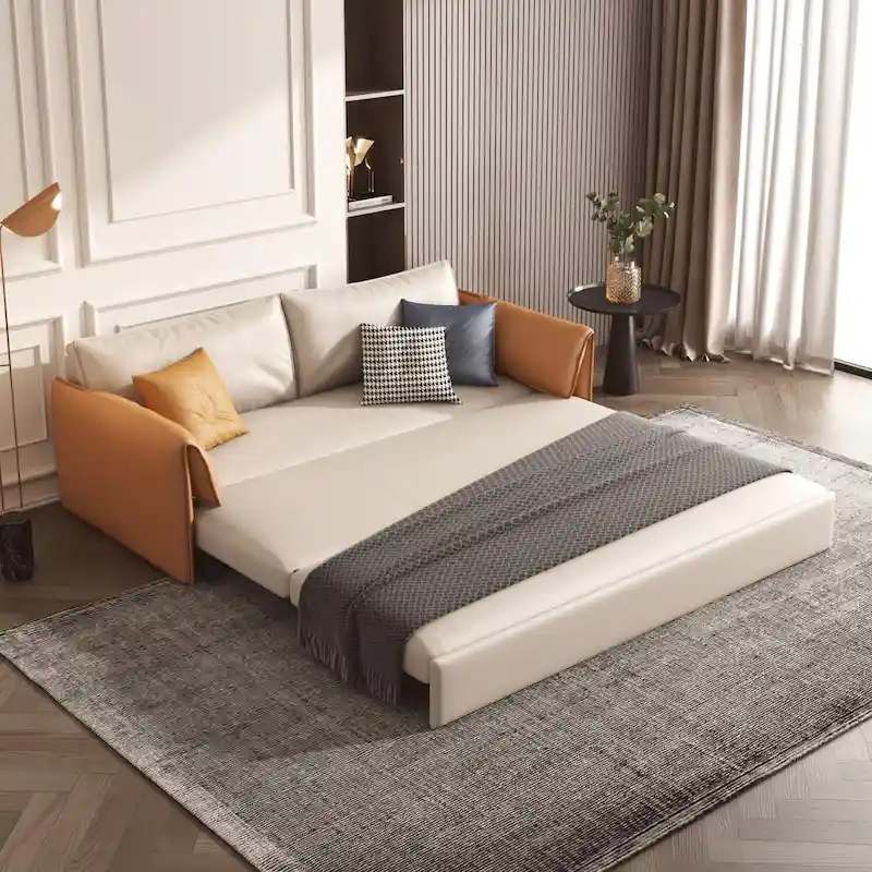 JASIWAY 65.4  Vegan Leather Sofa Bed Sleeper Sofa