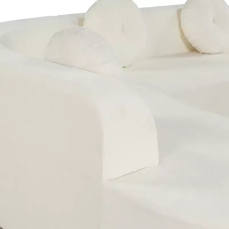 Whisen 122'' Extra Large Sectional Sofa, Elegant Fabric Upholstery Sofa Couch with Three Round Cushions , High-Resilience Foam