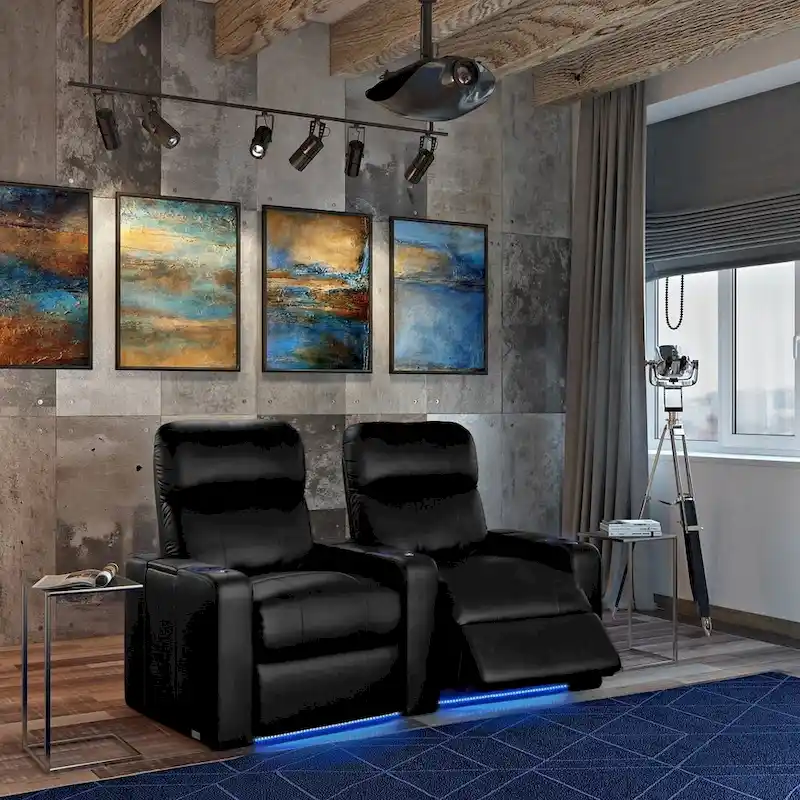 Octane Turbo XL700 Power Leather Home Theater Seating Set (Row of 2)