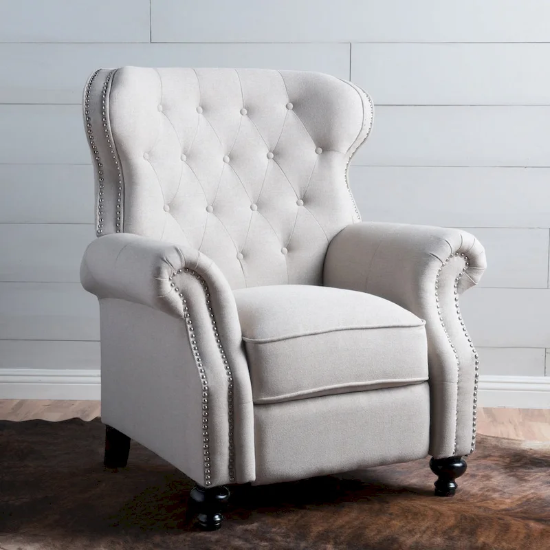 Walder Tufted Nailhead Fabric Recliner by Christopher Knight Home