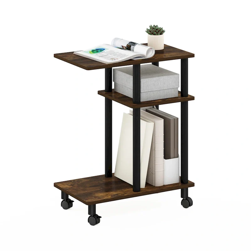 Turn-N-Tube U Shape Sofa Side Table with Casters