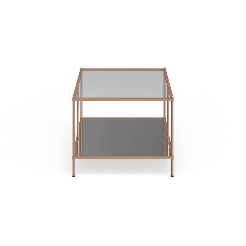 SEI Furniture Grant Goldtone Rectangular Coffee Table with Glass top and Bottom Shelf