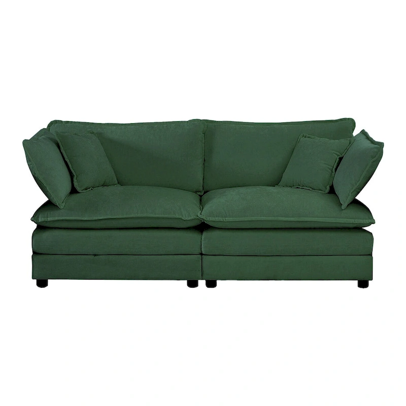 Armless Deep Seat 2 Seater Chenille Fabric Sofa