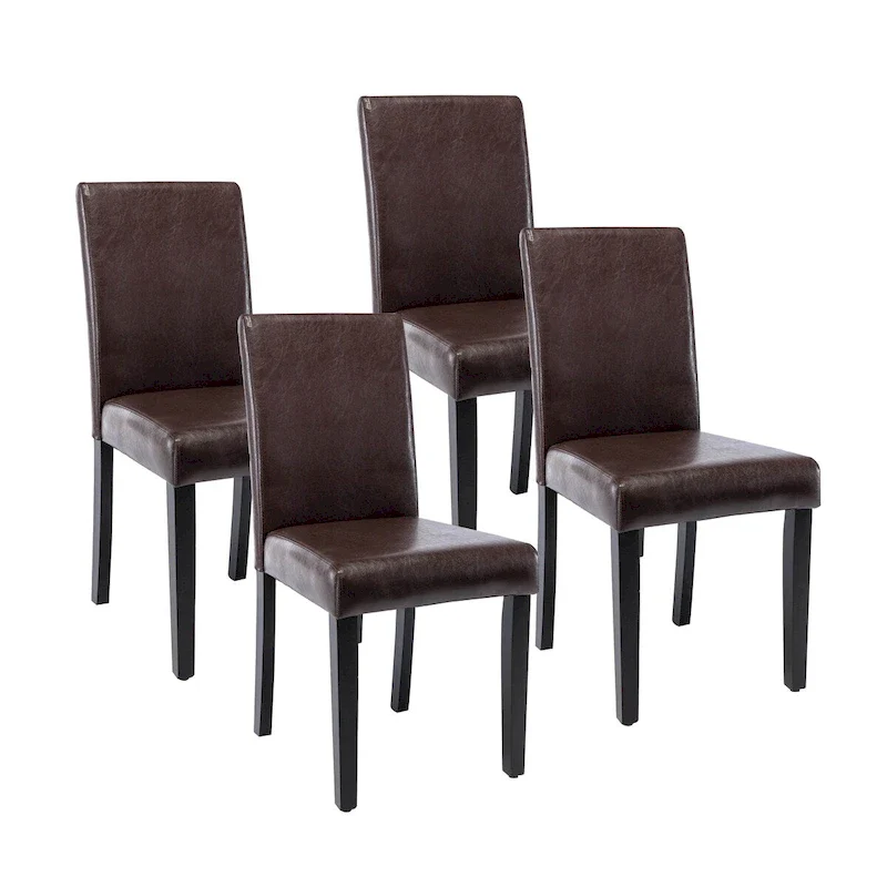 Porthos Home Nate PU Leather Upholstered Dining Chairs with Rubberwood Legs, Set of 4