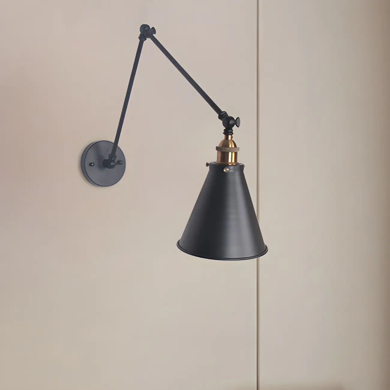 Modern Metal Tapered Swing Arm Wall Light