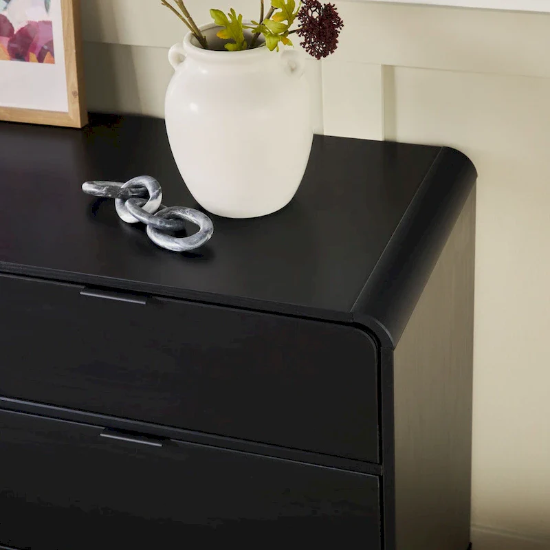 6-Drawer Solid Wood Dresser with Curved Top