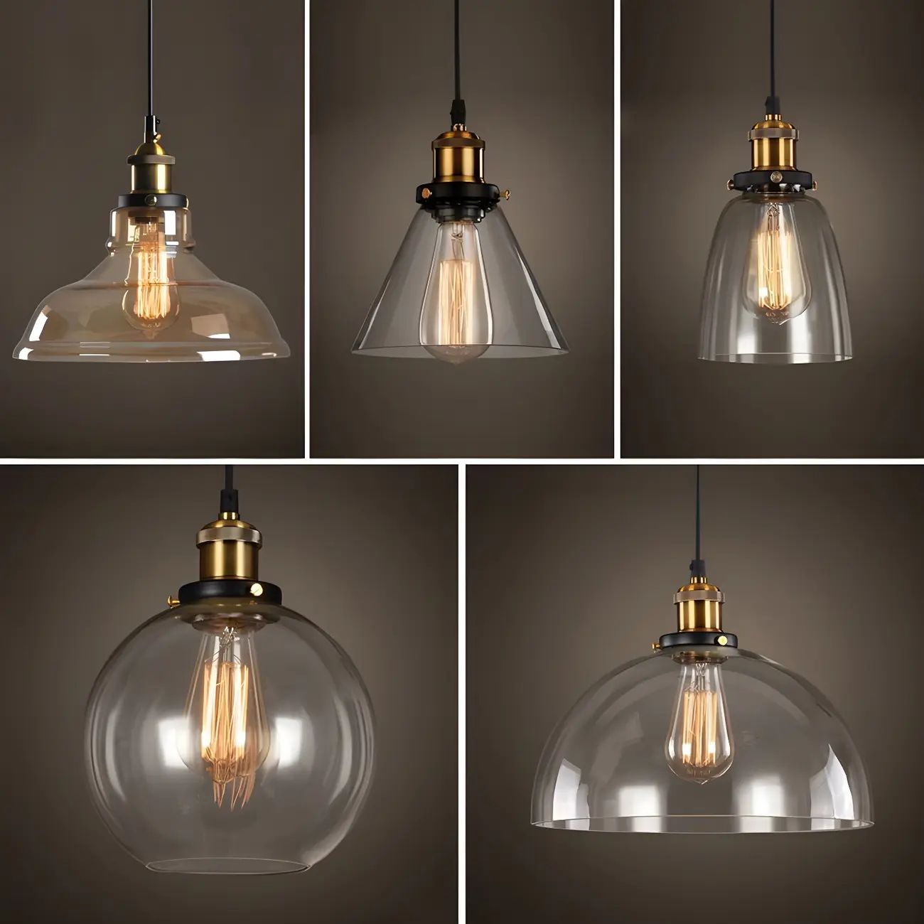 Industrial Geometric Clear Glass Lampshade Kitchen 1-light Pendant Light
