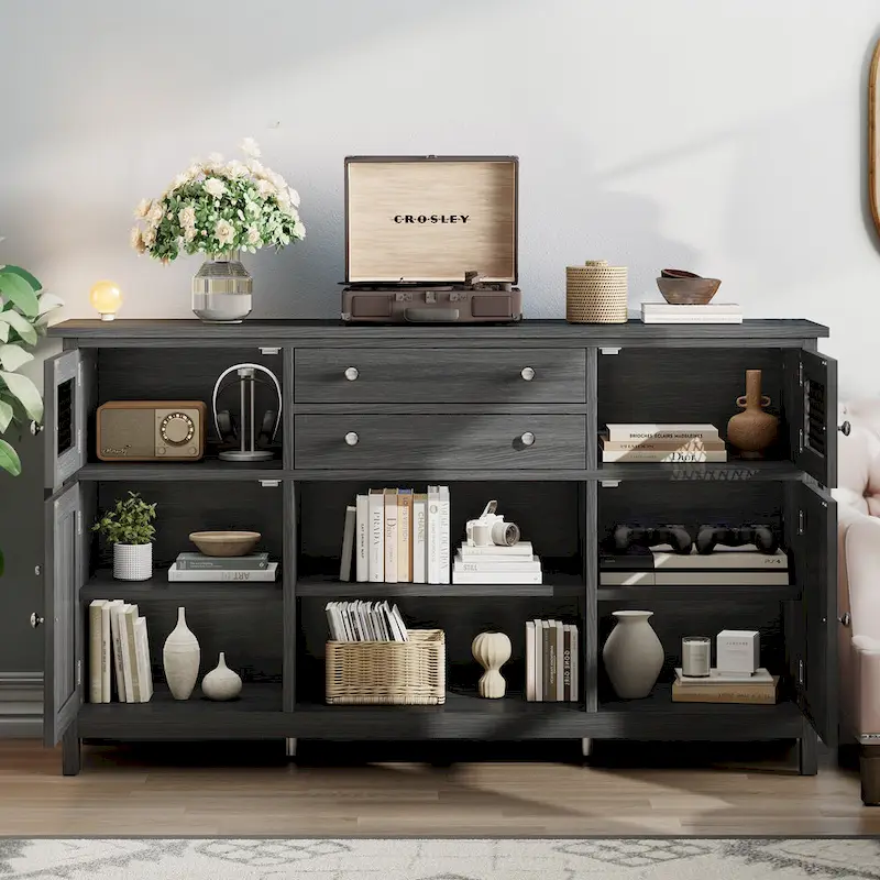 Farmhouse Buffet Cabinet with Storage, 2 Drawers Sideboard for Kitchen Dining Room