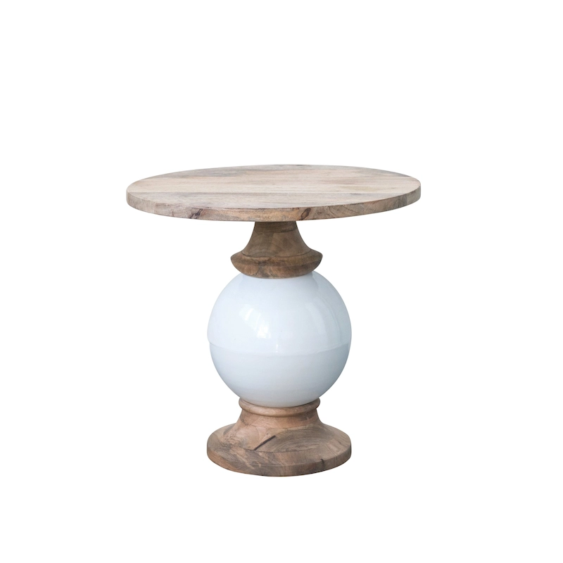Round Mango Wood and Metal Pedestal Table,