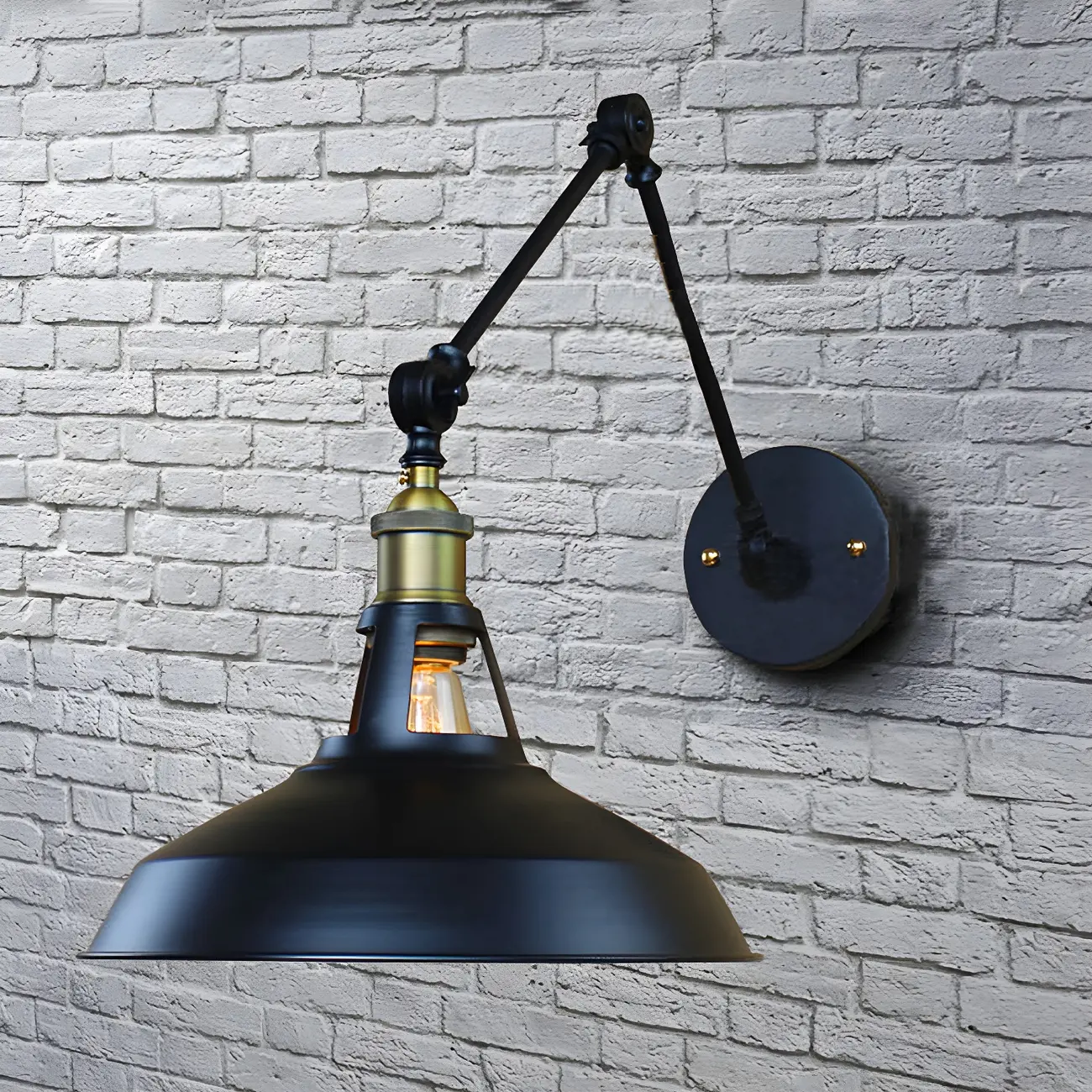 Industrial Barn Shade Adjustable Swing Arm Wall Light