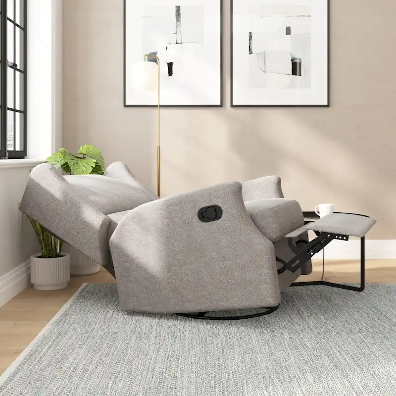 Wingback Manual Recliner Swivel Glider, Cream/Light Gray/Dark Gray, 3-Position, Seats 1