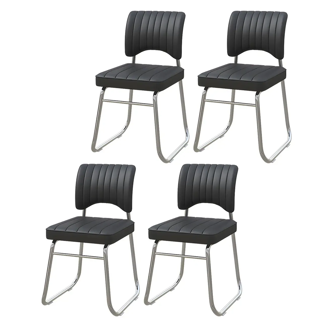 Modern Black Steel Leather Upholstered Office Chair