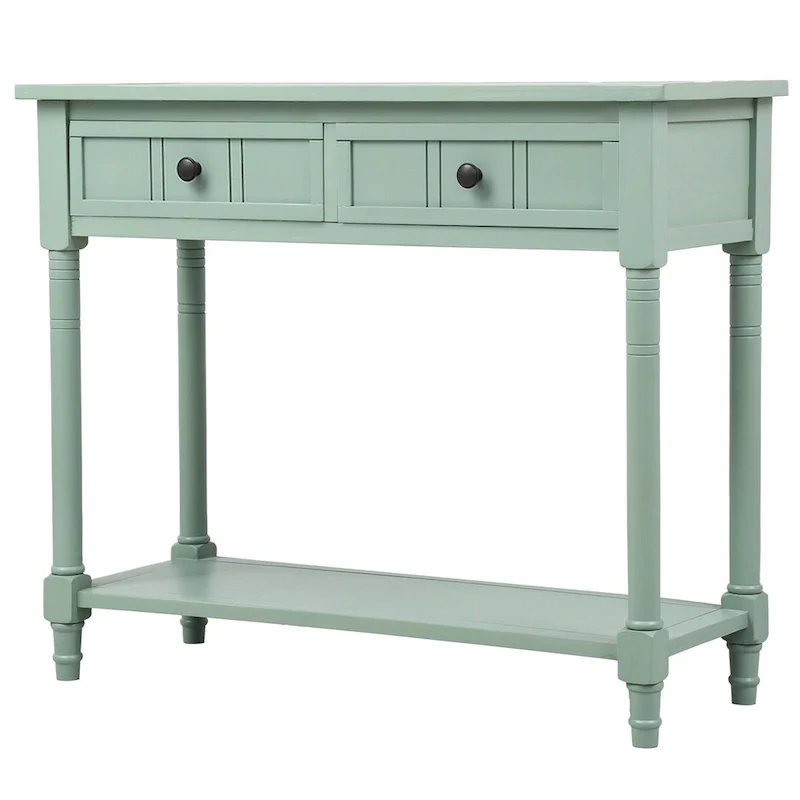 Console Table with Two Drawers and Bottom Shelf