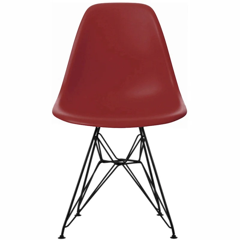 Modern Plastic Accent Designer Side Dining Matte Chair With Dark Black Wire Chrome Legs Base